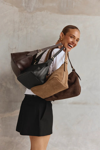 Vestirsi Eden Suede Shoulder Bag | Dark Chocolate