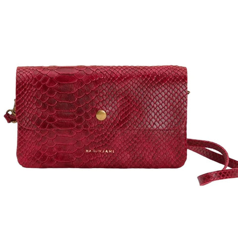 Snake Leather Rouge Clutch / Crossbody Bag