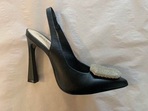 Norma Black Glittery Sling Back Heels
