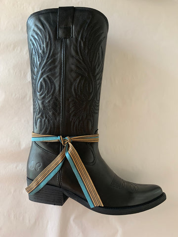 Dye Black Leather Cowboy Boot
