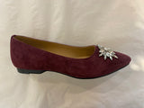 Wine Suede Embellished Flat