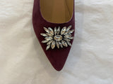 Wine Suede Embellished Flat