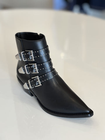 Vegetal Black Buckle Boots