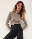 MERINO ROUND NECK CHOC/ECRUm