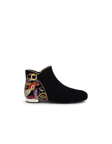 Django & Juliet Fianni Black Embroided Velvet Boot