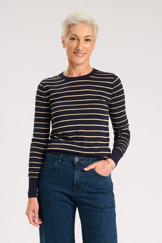 Olga De Polga Como Striped Sweater | Navy And Gold