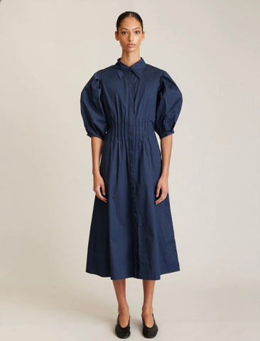 PINTUCK DRESS FRENCH NAVY