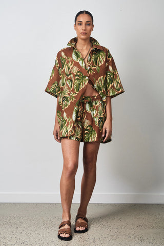 NINGALOO SHIRT MONSTERA OLIVE TAN