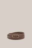 Paris Thin Oval Smooth Leather Belt -Chocolate