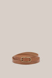 Paris Thin Oval Smooth Leather Belt - Tan