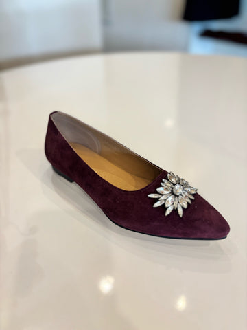 Marco D'alessi Suede Embellished Flat | Wine