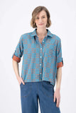 Network Shirt Blue in Woven Cotton